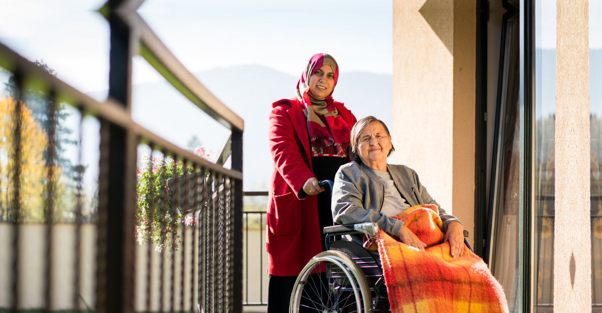 caregiving pushing the wheelchair